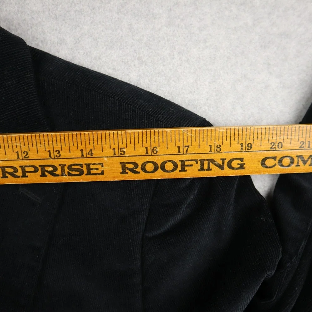 Perry Ellis Portfolio Blazer Mens 40S Slim Fit Black Corduroy Elbow Patches